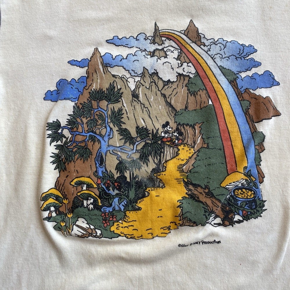 Vintage 60s 70s Walt Disney Productions Tee Shirt, Wild Psychedelic Design S/M - Picture 2 of 13